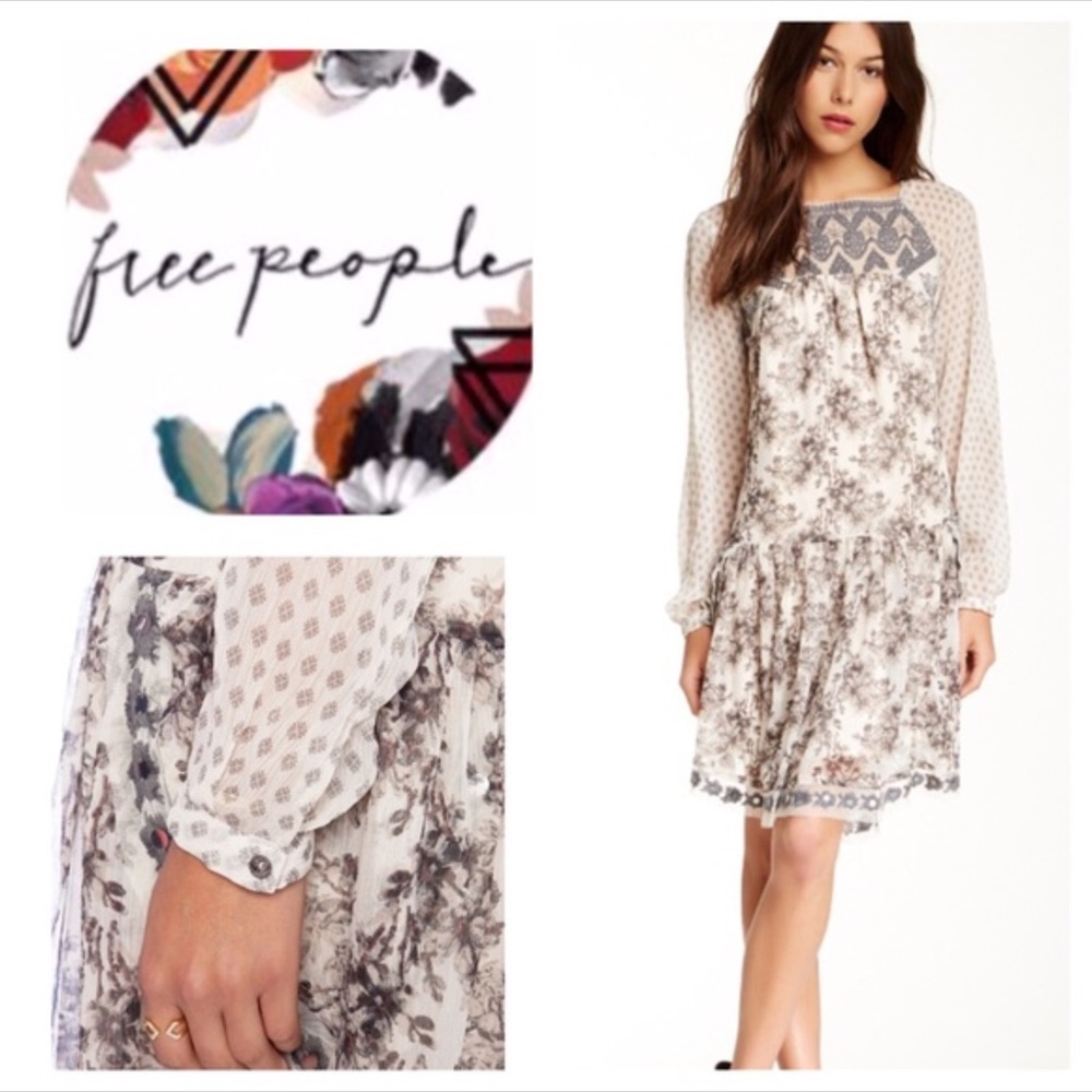 New Free People Elsie Embroidered Beaded Dress